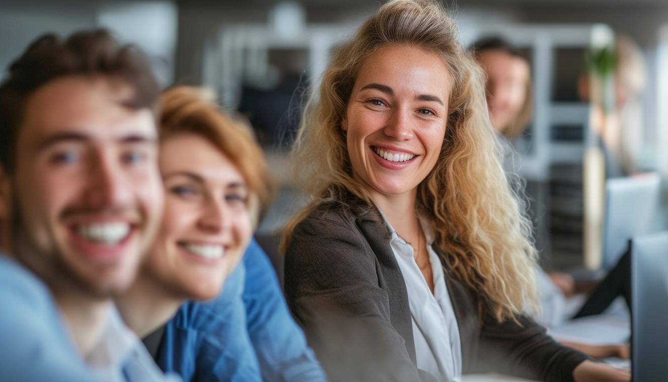 Happy employees at their workplace